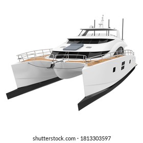 Catamaran Boat Isolated. 3D rendering