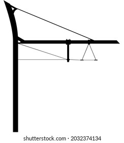 Catenary mast or Contact line mast for overhead line pantographs such as Electric e-truck Lorry, LKW and trams. Detailed realistic silhouette