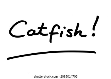 Catfish! Handwritten On A White Background.