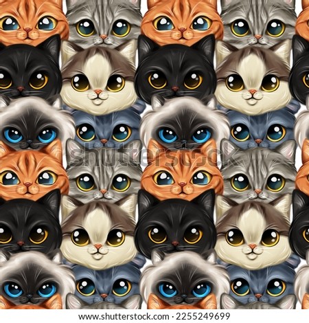 Cats seamless pattern print fabric