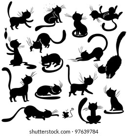Cats silhouettes - poses, raster