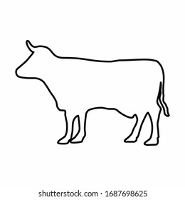 The Cattle Icon. Black Outlines On White Background.