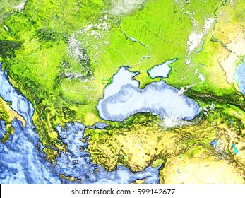 Caucasus Region On 3d Model Earth Stock Illustration 599142677 ...