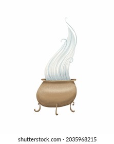 A cauldron and potion white background  Witchcraft   magic  Cartoon style  Stock illustration 