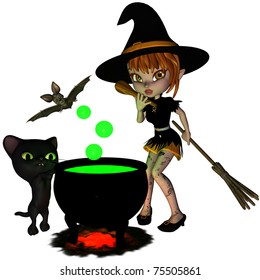 Witch Cooking Potion Pot Text Happy Stock Vector (Royalty Free ...