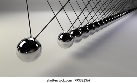 cause and effect concept, infinity steel Newton's cradle on a white background (3d illustration)