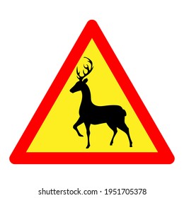 Caution Deer Road Sign, Drawing