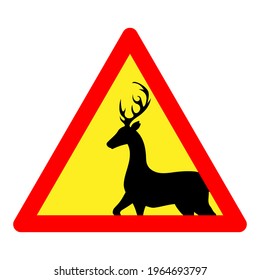 Caution Deer Road Sign, Drawing