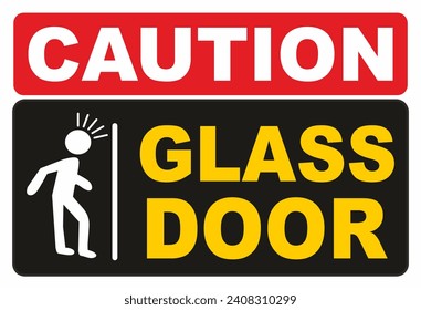 CAUTION  GLASS DOOR VECTOR IMAGE
