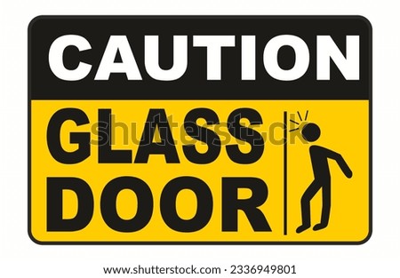 CAUTION GLASS DOOR VECTOR IMAGE