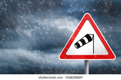 Caution Sign - Storm - Heavy Weather - 3D illustration