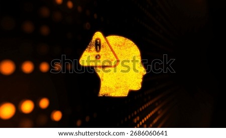 Caution Thinking Head Idea, challenges setbacks faced before achieving breakthrough idea Attention Deficit Hyperactivity Psychotherapy, Impulsivity, Stress, Inattention. Duotone color solid icon.