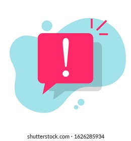Caution Warning Message Bubble Or Attention Alert Icon Mark With Exclamation Important Sign Flat, Idea Of Danger Information Notification Symbol, Info Error Announce Notice Comment Modern Image