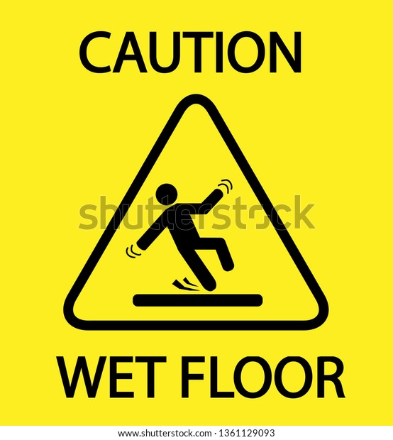 Caution Wet Floor Warning Sign Single Stock Illustration 1361129093