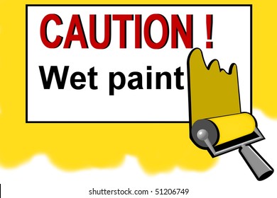 Caution - Wet Paint Warning Sign