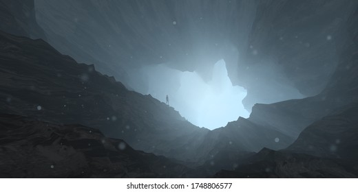 fantasy valley mountain cave