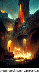 Cave scene in the burning mountain