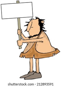 Caveman Holding A Sign