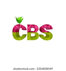CBS logo 3d editable text effect nature leaf and flower font.