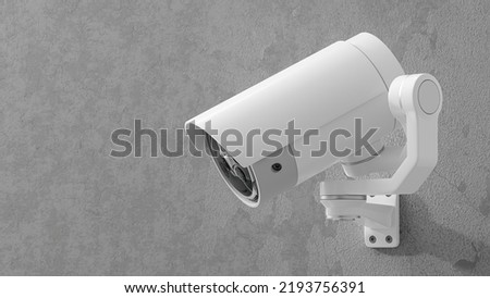 CCTV camera on cement wall. Scan the area for surveillance purposes. technology and innovation concept. 3D Render