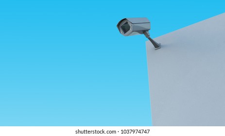 CCTV security camera on the wall. 3d illustration