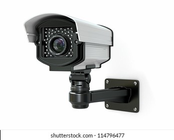 CCTV Security Camera On White Background. 3d