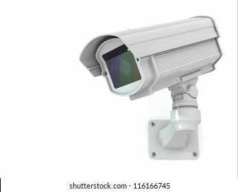 CCTV Security Camera On White Background. 3d