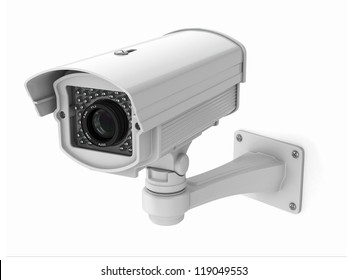 CCTV Security Camera On White Background. 3d