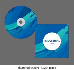 CD cover presentation design template with copy space and wave effect, editable   illustration.