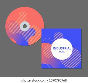 CD cover presentation design template with copy space and wave effect, editable   illustration.