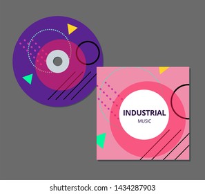 CD cover presentation design template with abstract geometric shapes, editable   illustration.