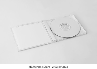 CD, DVD or BLU RAY case isolated on white background, Blank white CD cover isolated fit for your design