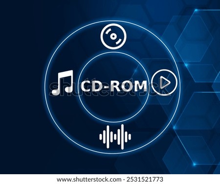 CD rom tech concept.A CD-ROM Compact Disc Read Only Memory is a type of compact disc that can only be read, not written to.