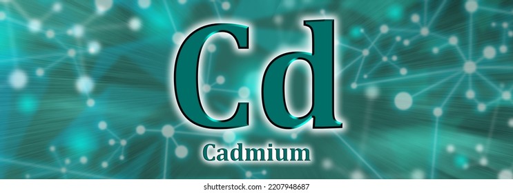 Cd Symbol. Cadmium Chemical Element On Green Network Background