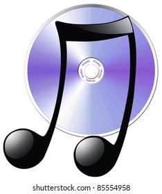 Cd-disk and note isolated on white background