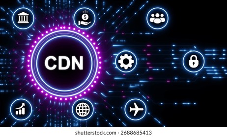 CDN Content Delivery Network Technology Network Digital Abstract Background With Icons image