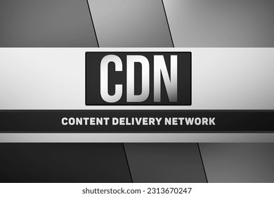 CDN content delivery network text concept metal. CDN abbreviation, definition, banner. 3D render.