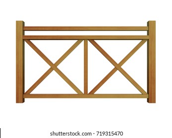 Cedar Design Wood Railing  3d Render