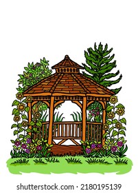 Cedar Gazebo In City Park