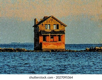 Cedar Point Lighthouse, Chesapeake Bay, Illustration 