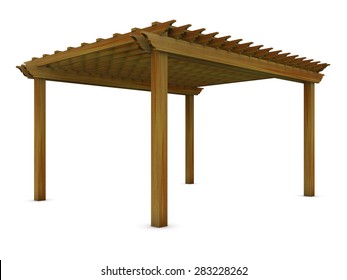 Cedar Wooden Pergola On The White