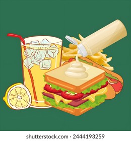 Celebrate the holiday season with a set of sandwiches, hot dogs, french fries, and lemonade. - Powered by Shutterstock