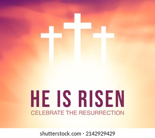 Celebrate The Resurrection Abstract Background With Cross Sign And Evening Backdrop. Easter Sunday Wallpaper