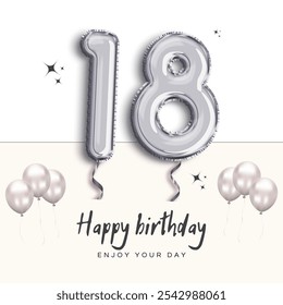 Celebrate the special milestone of turning 18 in style! A perfect design to commemorate this unique anniversary, bringing joy and memorable memories. - Powered by Shutterstock