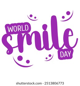 Celebrate World Smile Day with this vibrant purple design featuring playful smiley faces. Perfect for promoting happiness and positivity, ideal for events or social media. - Powered by Shutterstock