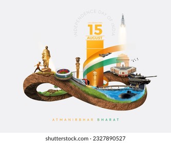 Celebrating 15th August. India's Independence Day. Creative design for posters, banners, advertising, etc. Happy Independence Day. - Powered by Shutterstock