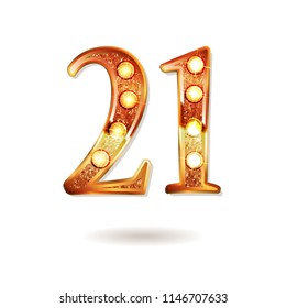 Celebrating of 21 years anniversary, logotype golden colored isolated on white background.  - Powered by Shutterstock