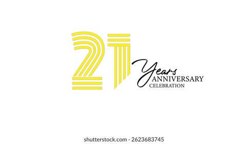 Celebrating 21 Years: A milestone anniversary with elegant design featuring yellow numerals and celebratory script.