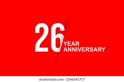 Celebrating 26 years of milestones with bold red and white design - Powered by Shutterstock