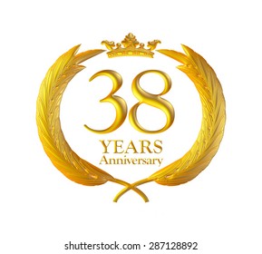 Celebrating 38 Years Anniversary Golden Laurel Stock Illustration ...